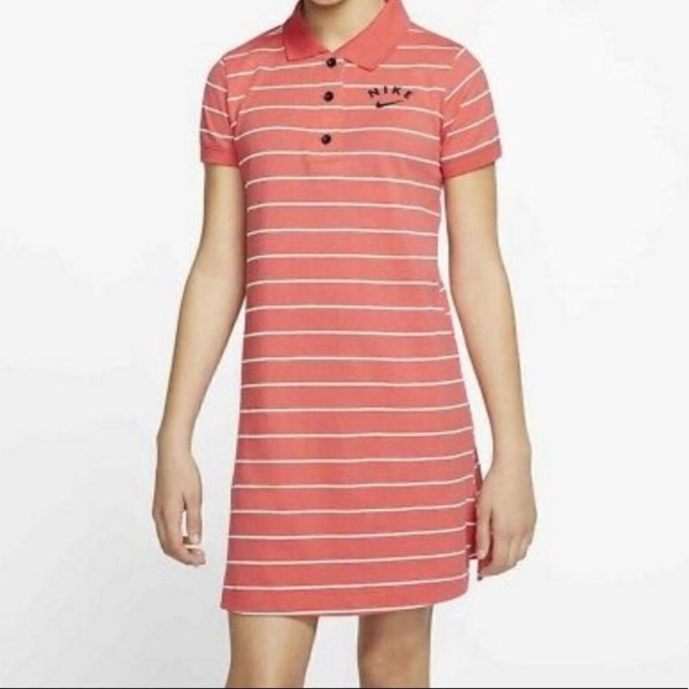 Nike Striped Polo Dress in Punch Size L